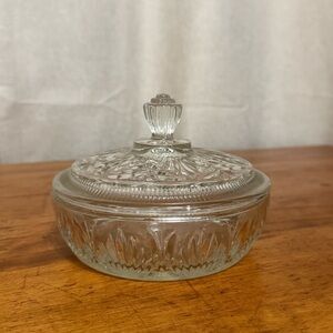 Vintage Avon Clear Cut Glass Crystal Candy Serving Dish with Lid Retro Elegant